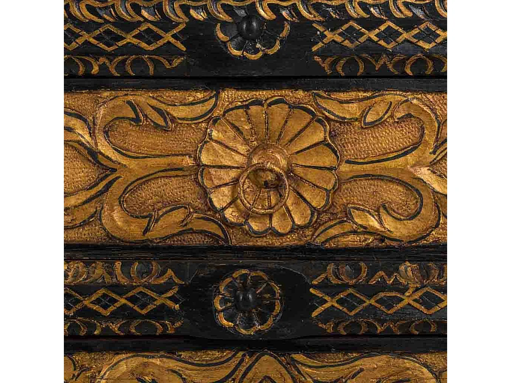 Aparador de madera tallada negro 147x45x96