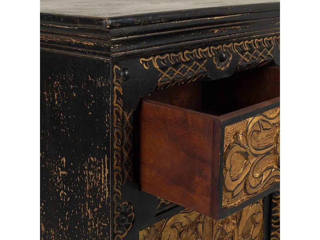 Aparador de madera tallada negro 147x45x96