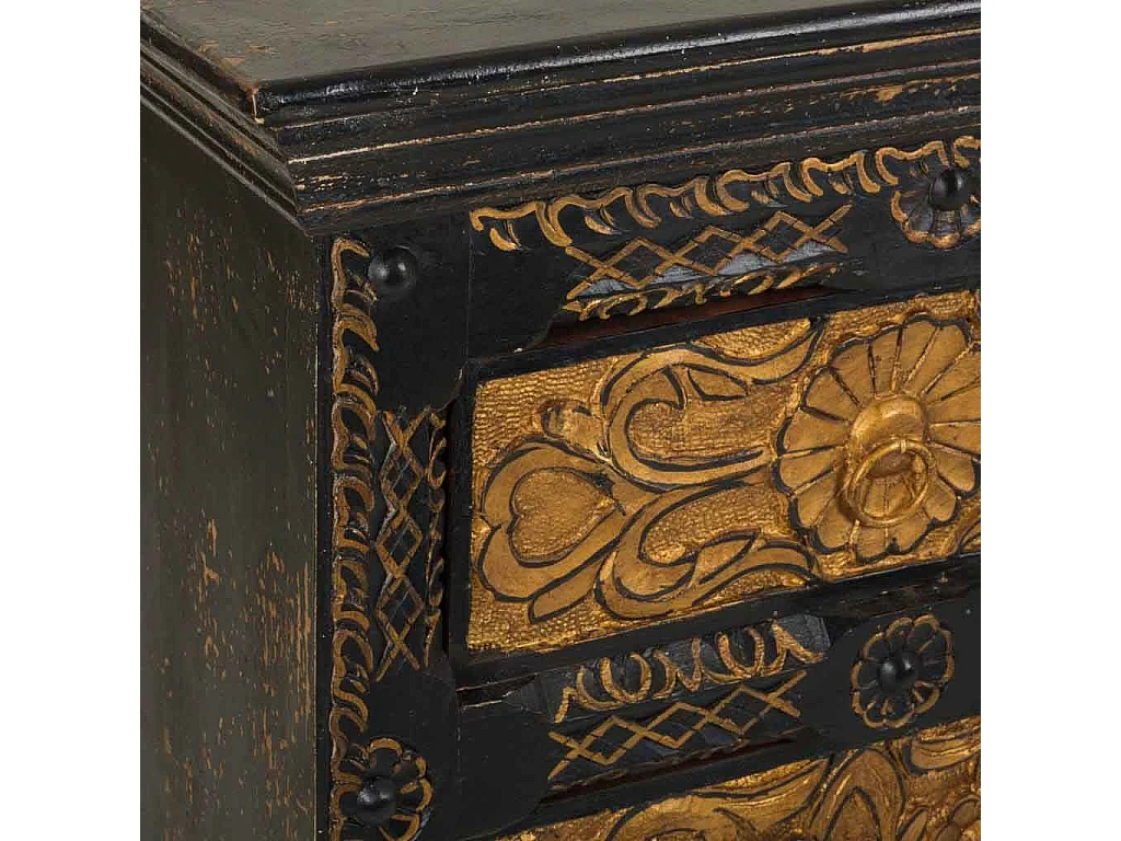 Aparador de madera tallada negro 147x45x96