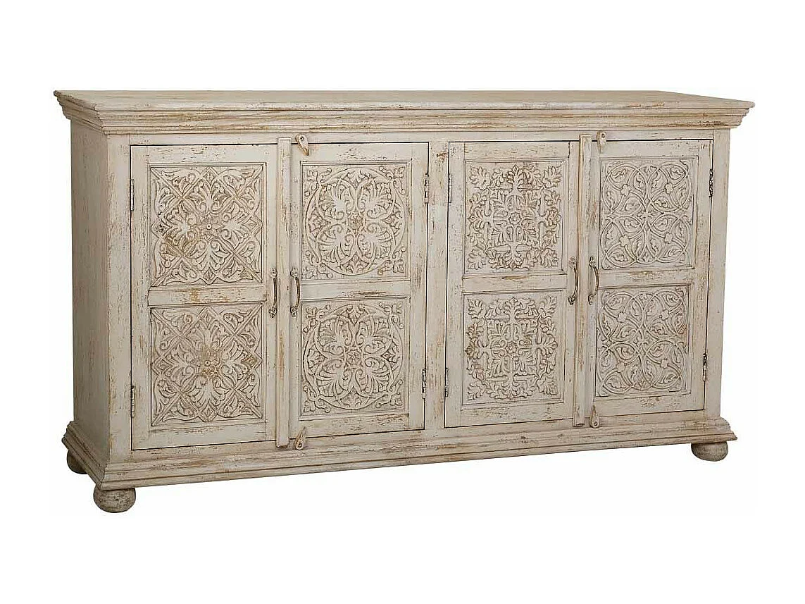 Aparador de madera beige 169x39x91 cm