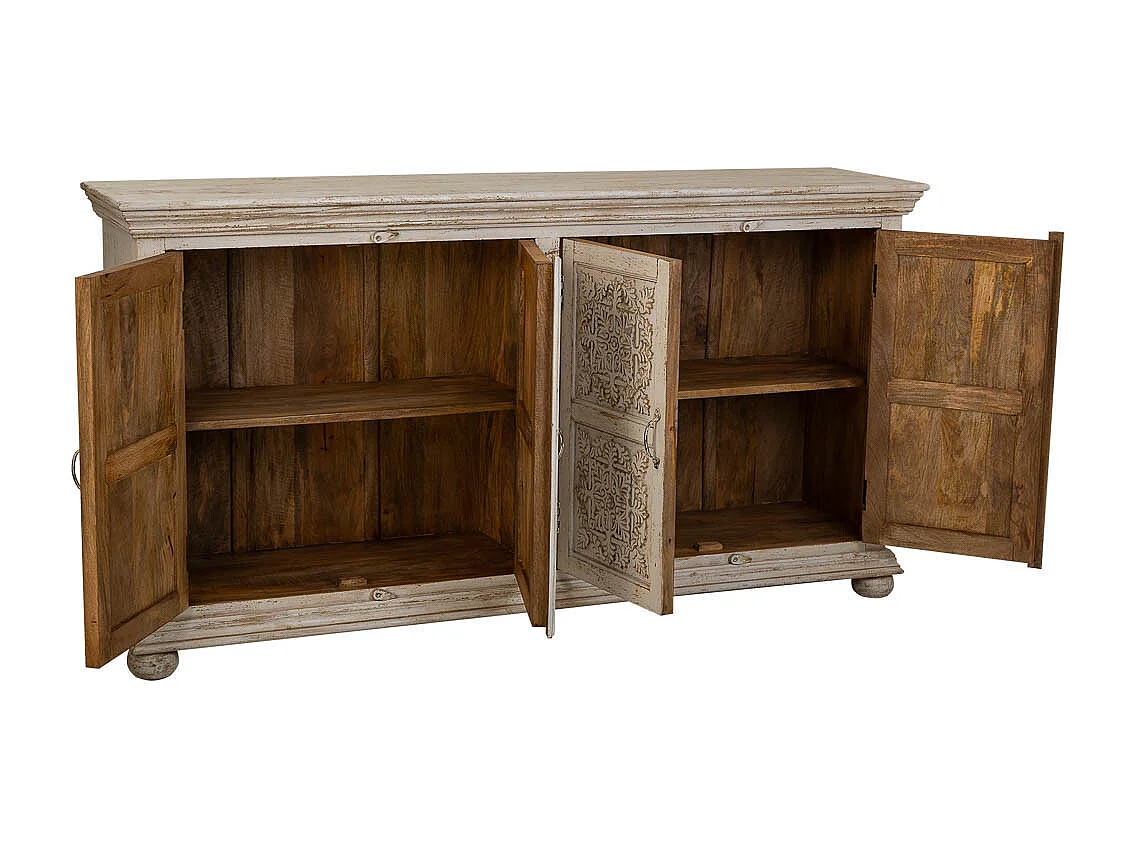 Aparador de madera beige 169x39x91 cm