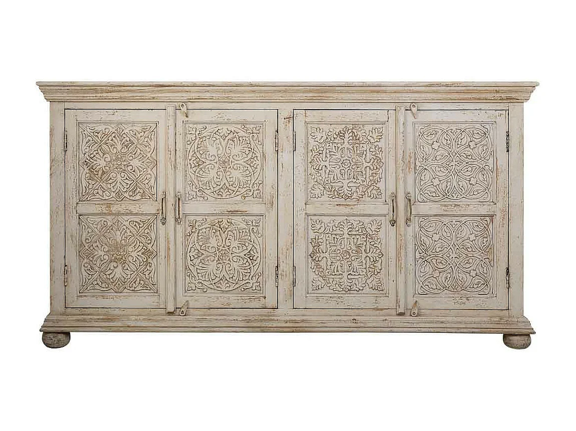 Aparador de madera beige 169x39x91 cm