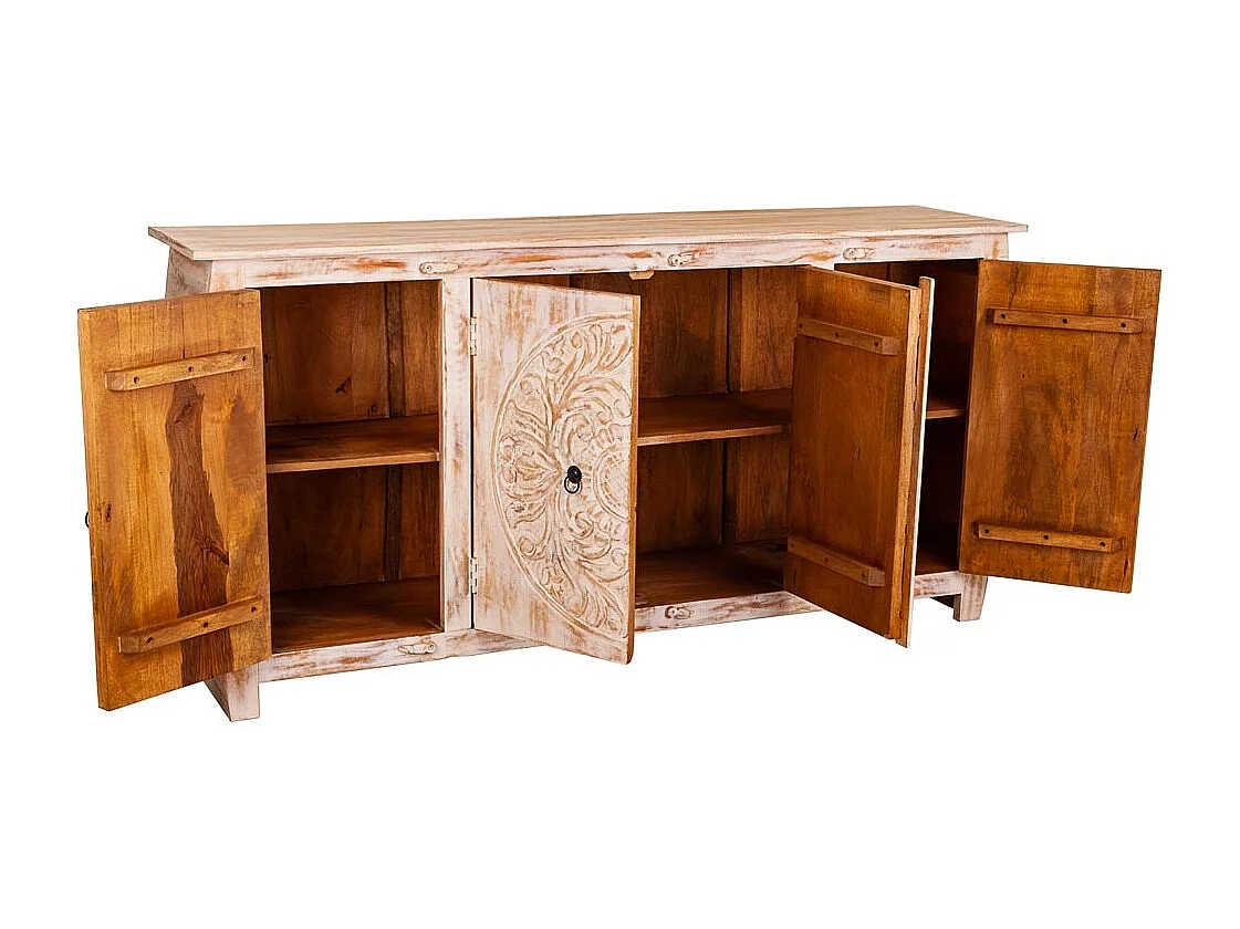 Buffet en bois finition artisanale 165x40x83h cm