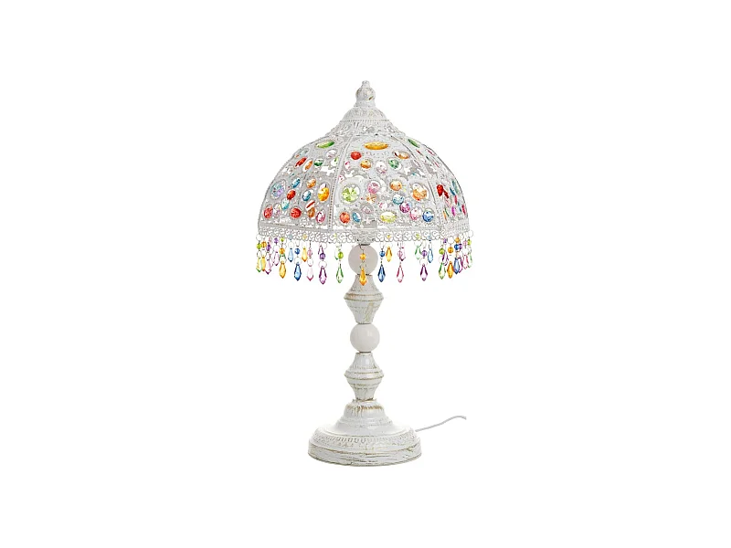 Lâmpada de metal com contas de cristal acrílico 29.5x25.5x51h cm