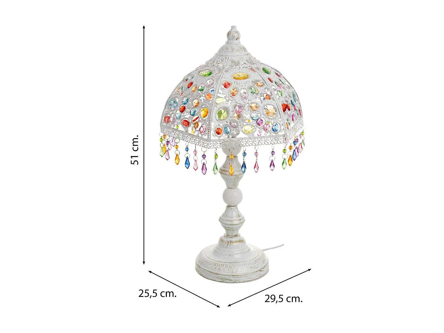 Lampe aus Metall und farbigem Acrylglas, 29,5x25,5x51H cm