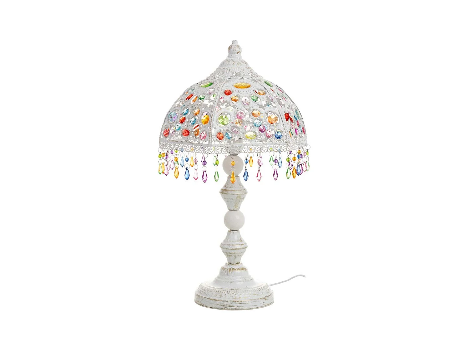 Lampe en métal avec perles en cristal acrylique 29.5x25.5x51h cm
