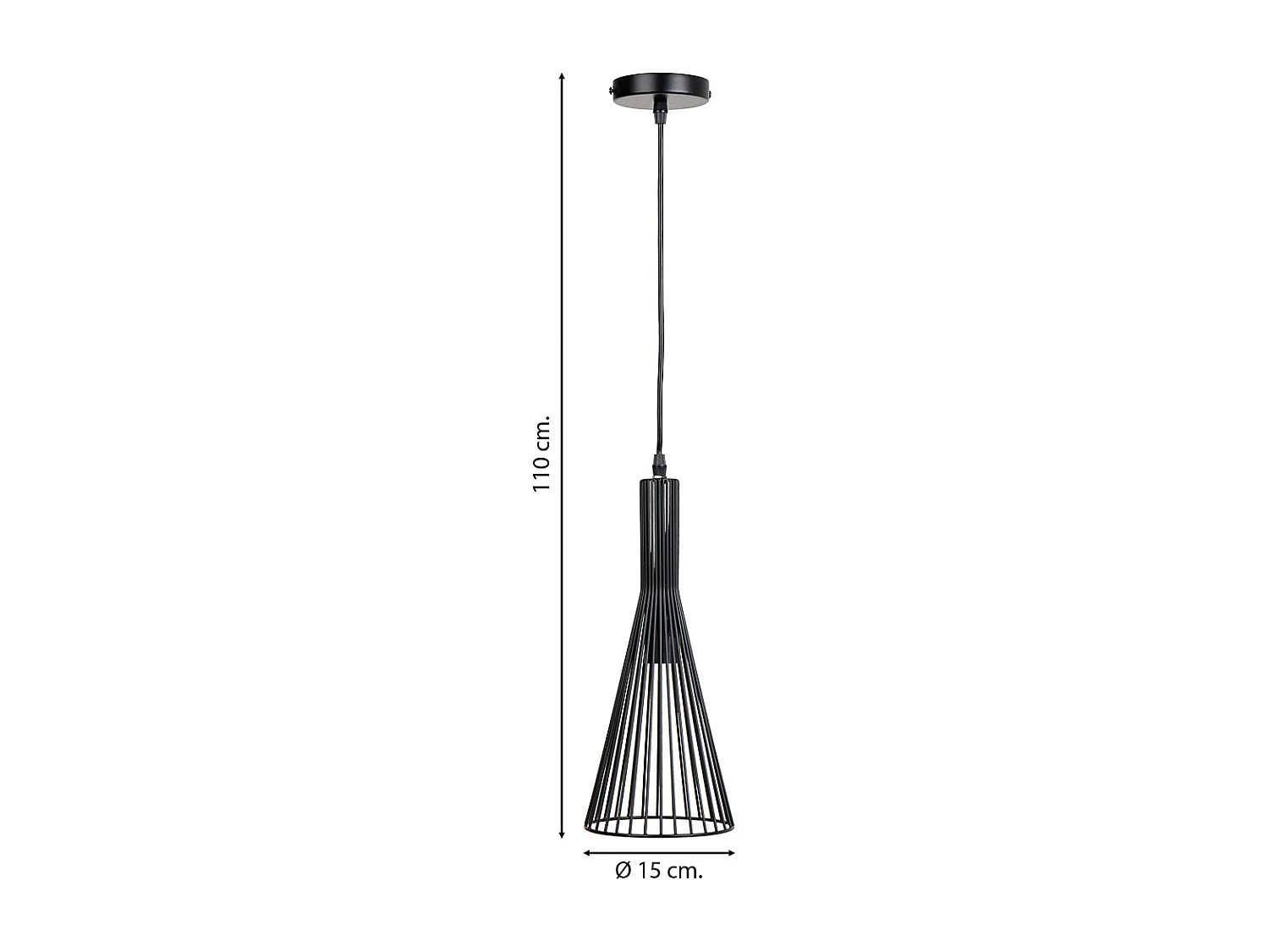 Candeeiro de teto em metal preto 15x15x110