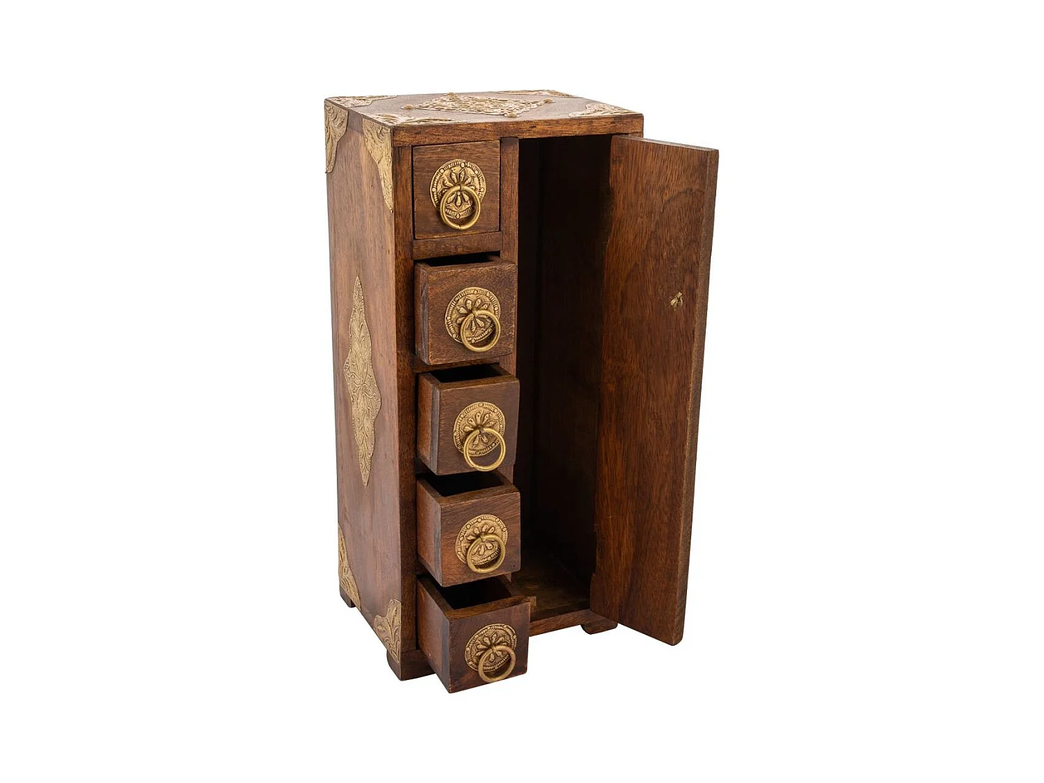 Boîte à bijoux en bois marron 17x12,5x37h cm