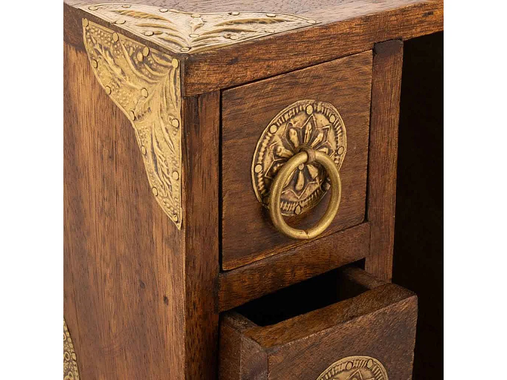 Caixa de joias em madeira castanha 17x12,5x37h cm