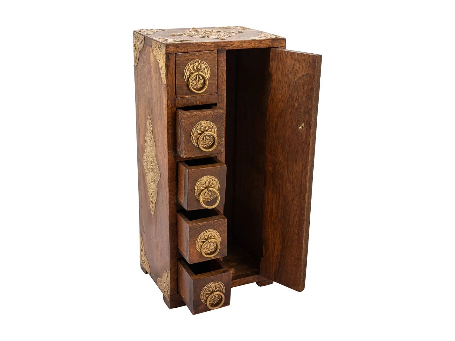 Joyero de madera marrón 17x12,5x37h cm