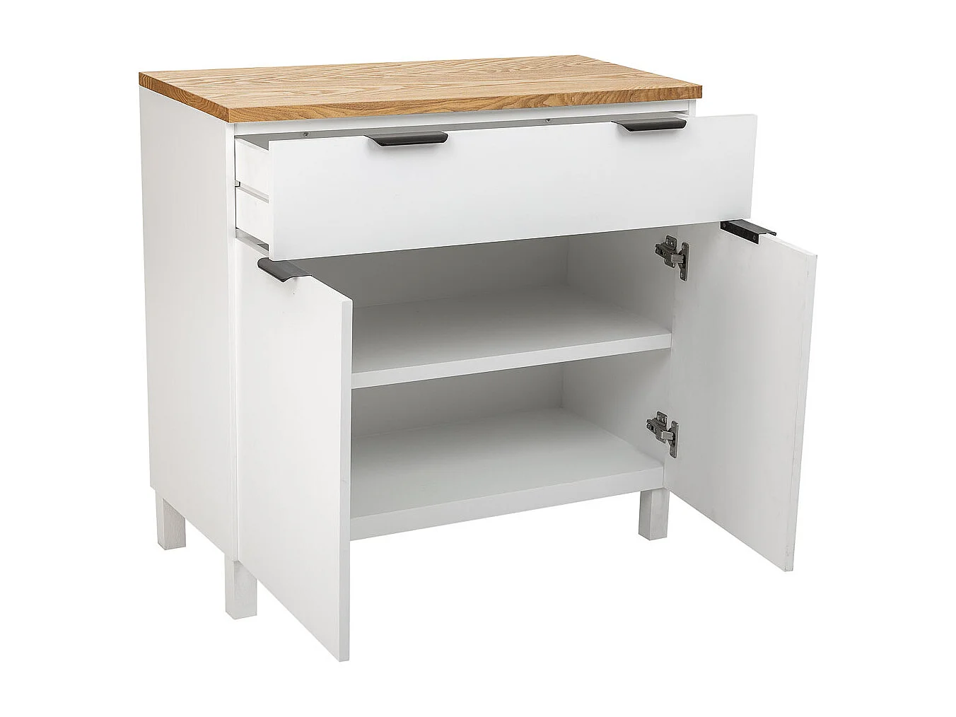 Holzkonsole mit 2 Schubladen und 2 Türen, 82x39,5x80, weiß