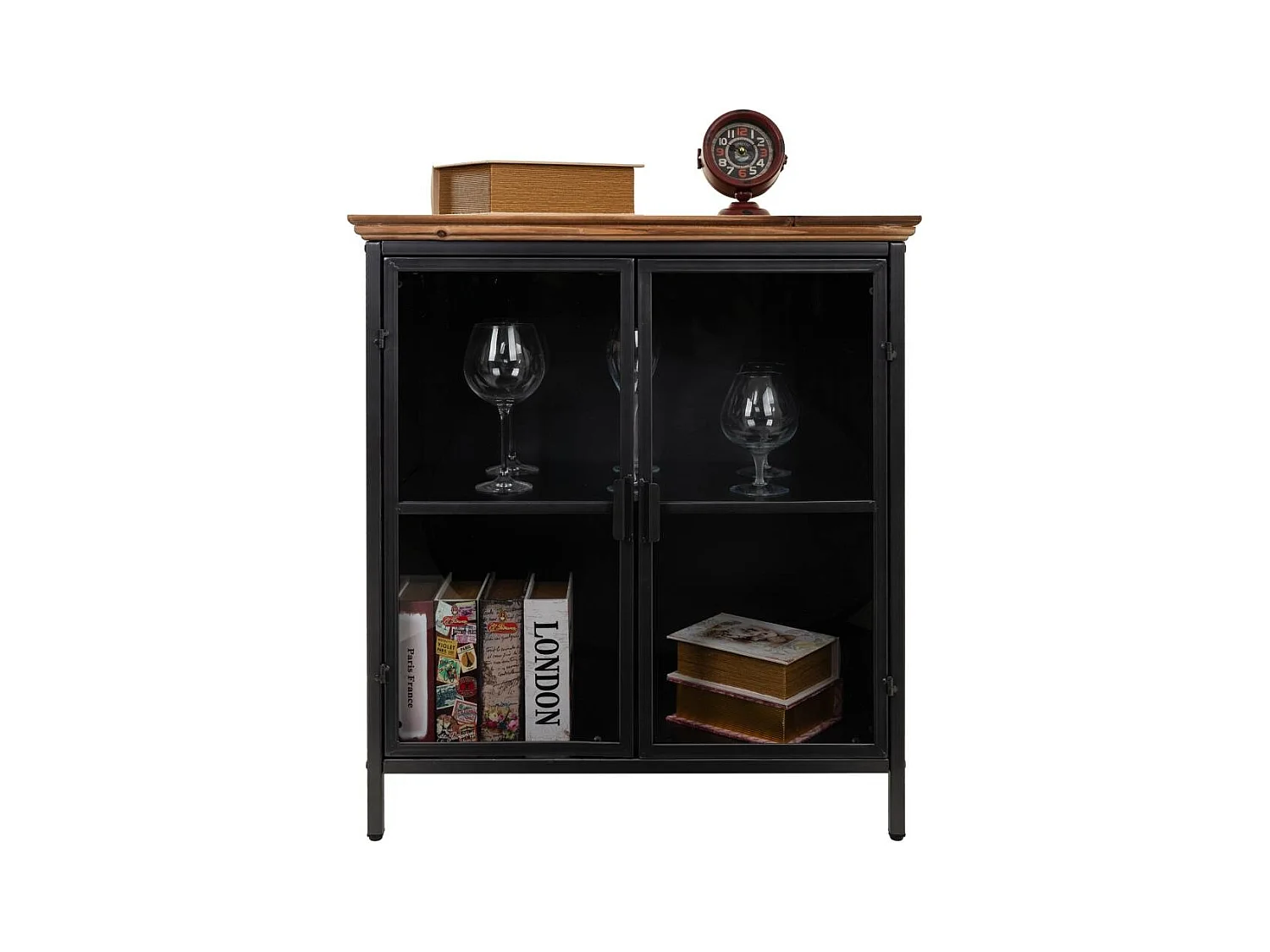 Vitrine aus Metall und Holz 76x37x83,5h cm