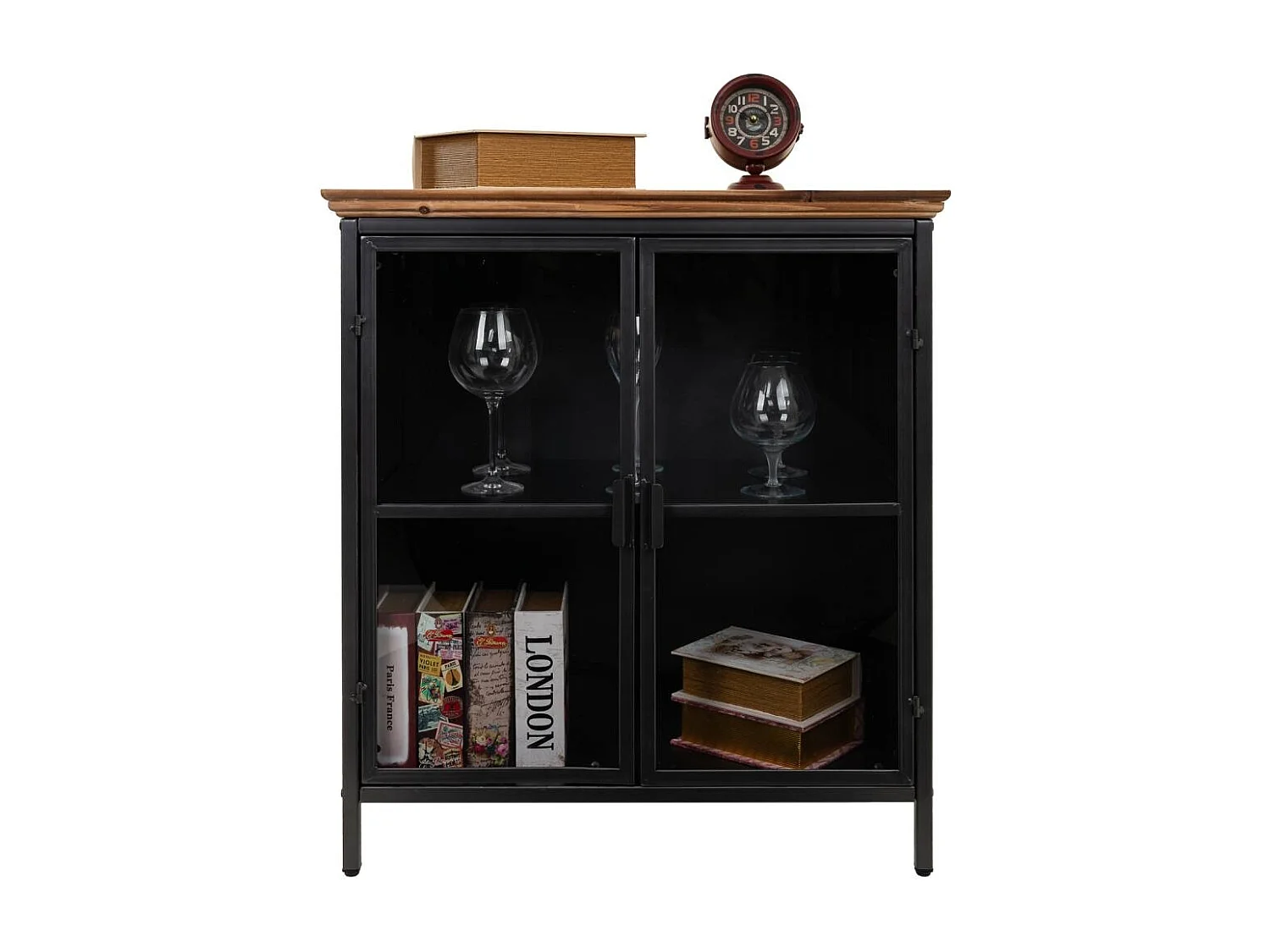 Vitrine aus Metall und Holz 76x37x83,5h cm