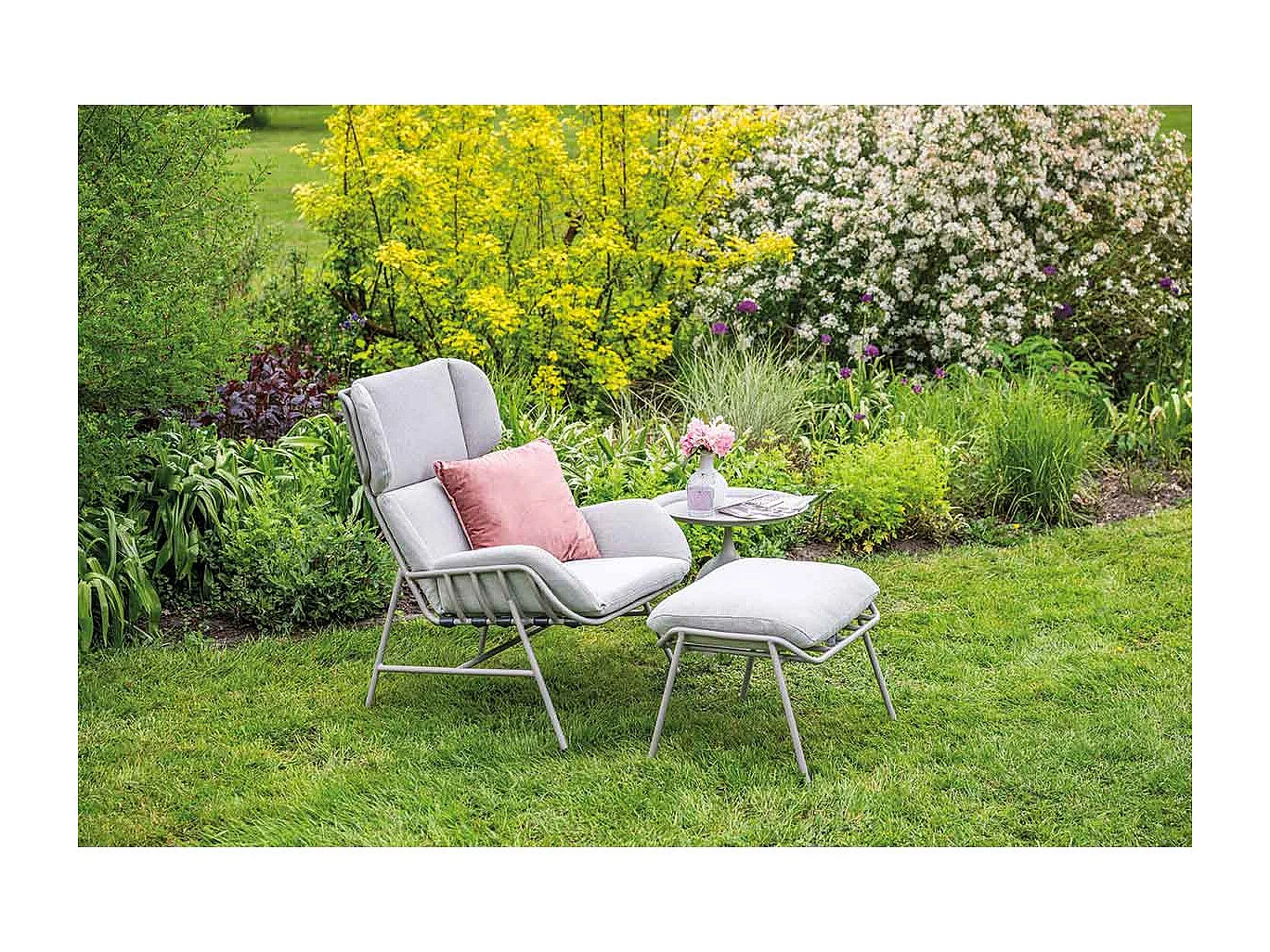 Garden Impressions Fresno loungestoel incl. voetenbank - taupe