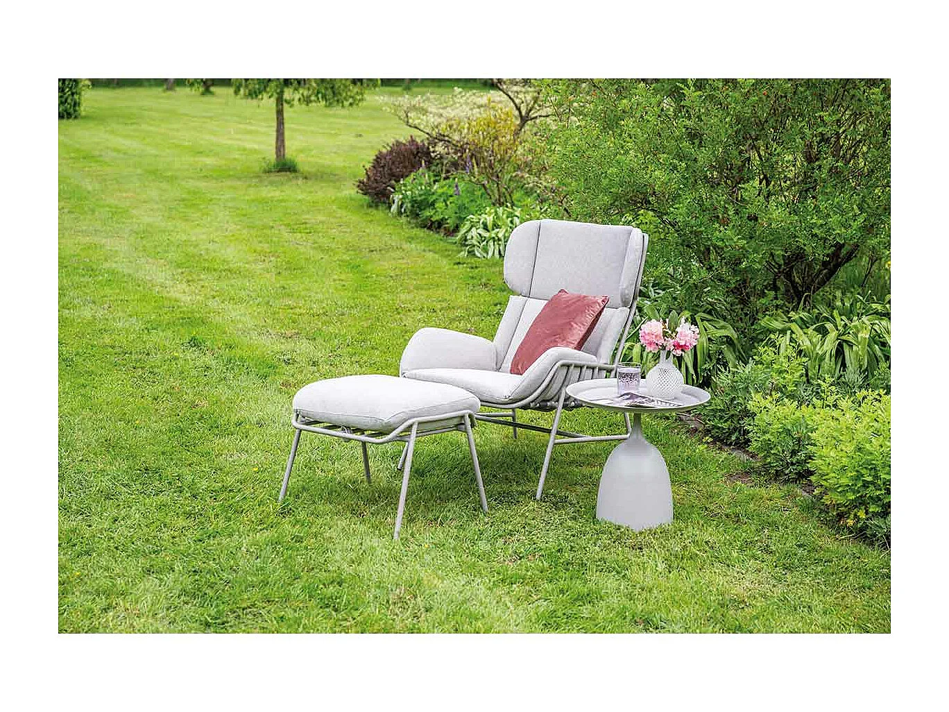 Garden Impressions Fresno loungestoel incl. voetenbank - taupe