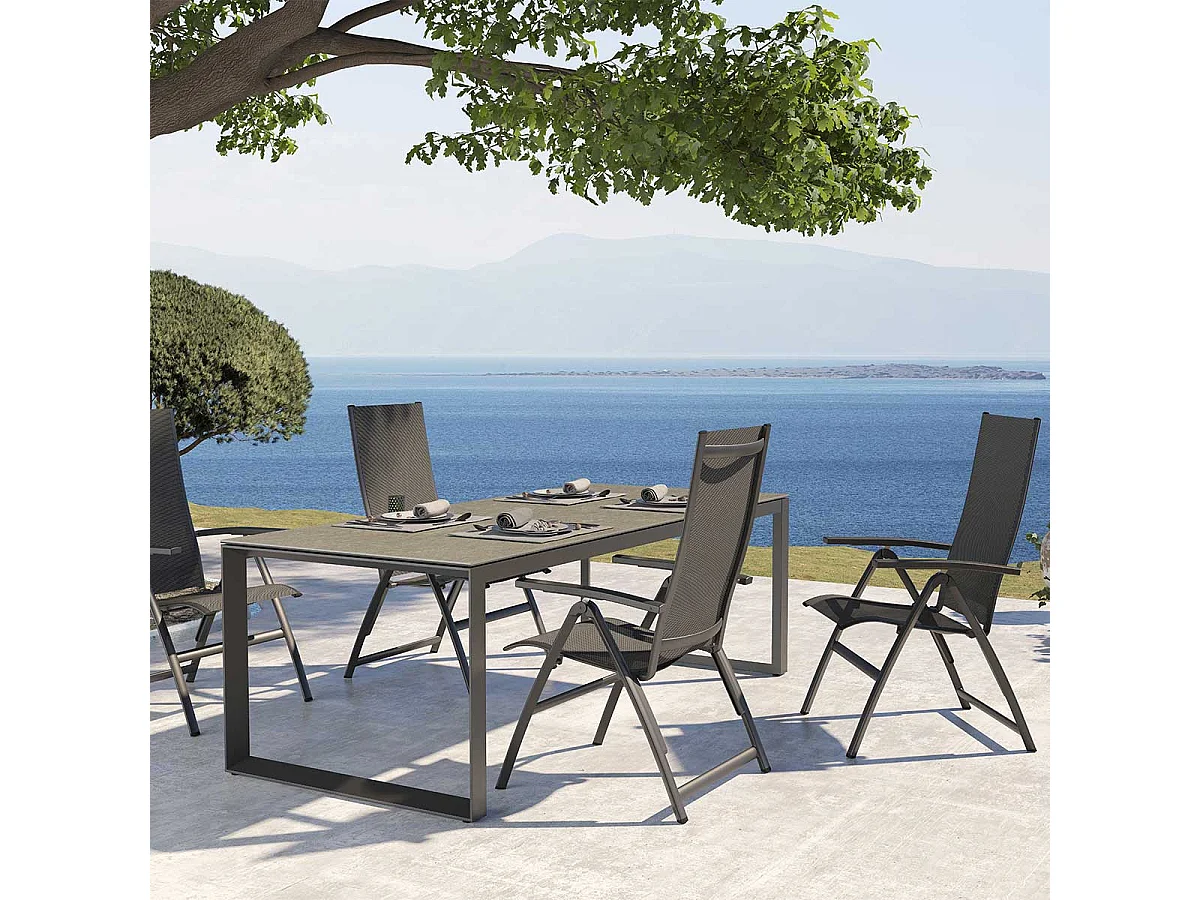 Chaise de jardin 4 Saisons Cadiz carbone mat réglable