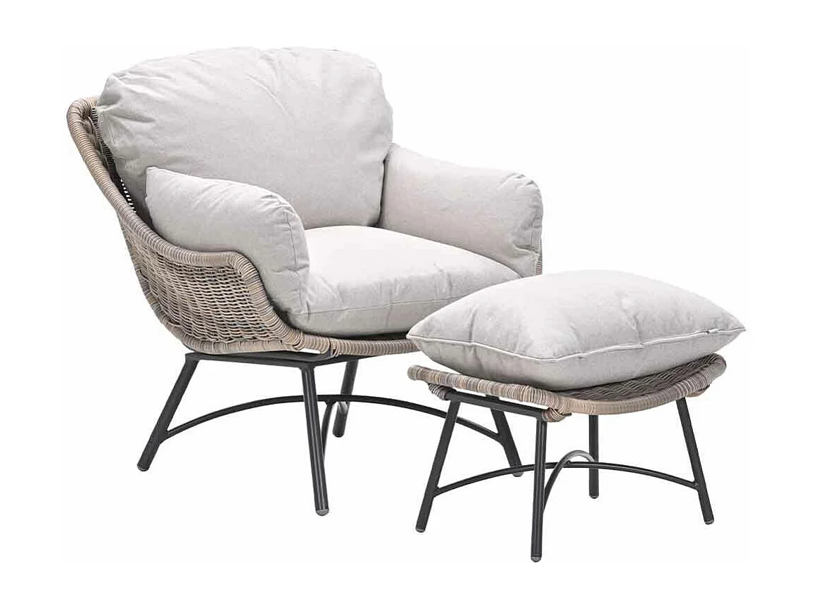 Chaise longue Garden Impressions Selene avec repose-pieds - saule vintage