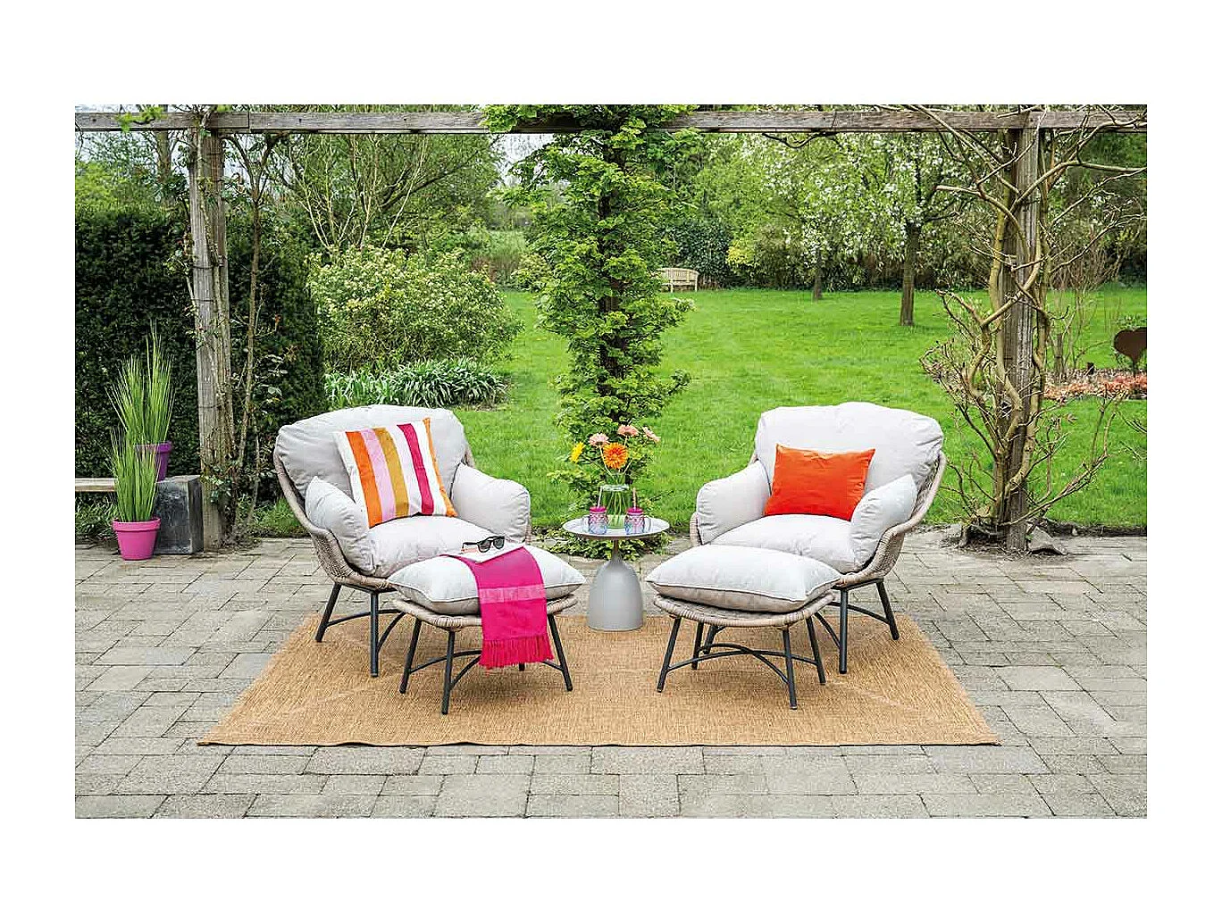 Chaise longue Garden Impressions Selene avec repose-pieds - saule vintage