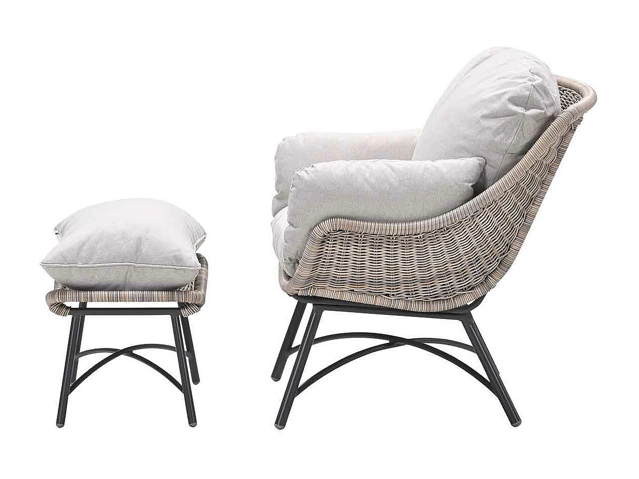 Chaise longue Garden Impressions Selene avec repose-pieds - saule vintage