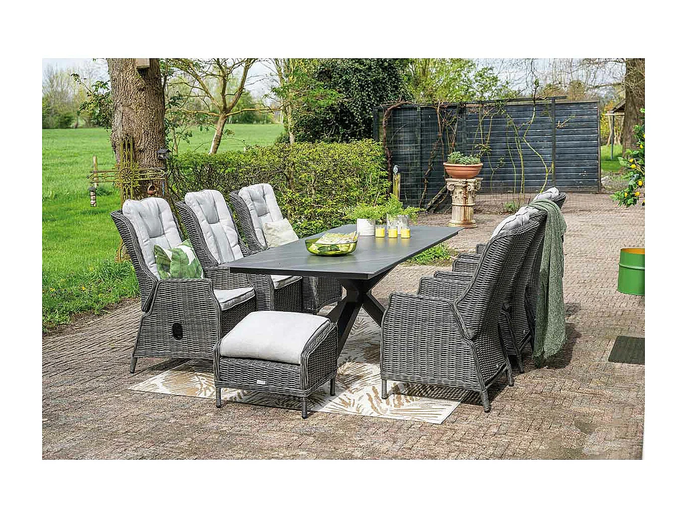 Chaise longue Garden Impressions Marbella Earl Grey avec repose-pieds