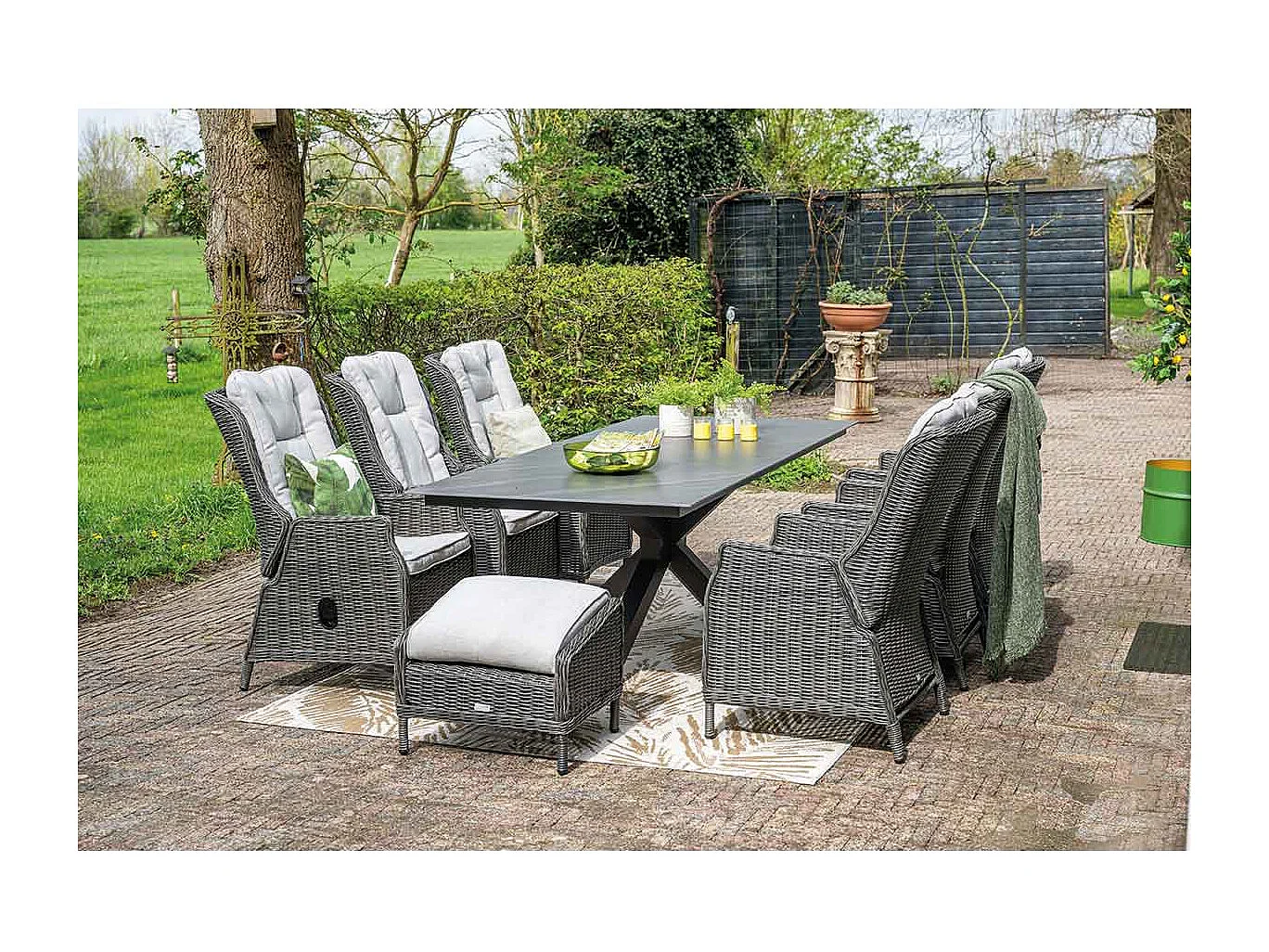 Chaise longue Garden Impressions Marbella Earl Grey avec repose-pieds