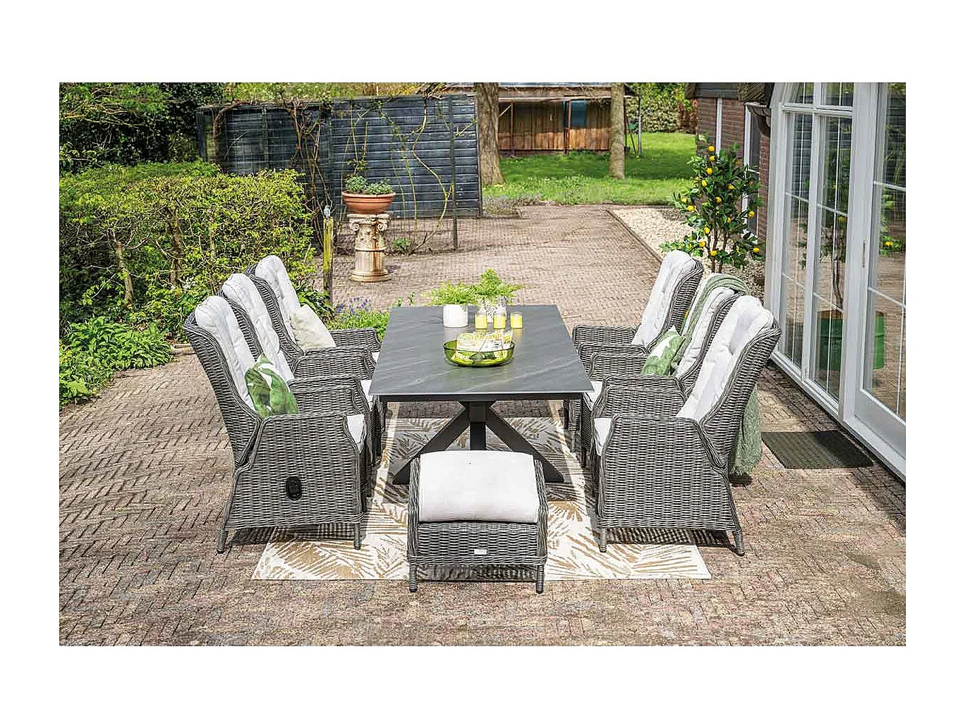 Chaise longue Garden Impressions Marbella Earl Grey avec repose-pieds