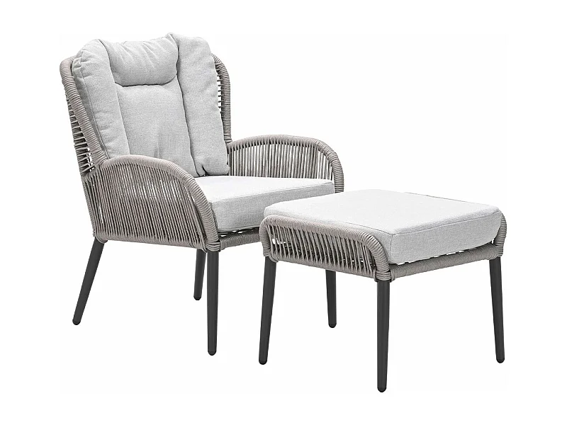 Chaise longue Garden Impressions Bentong taupe avec repose-pieds