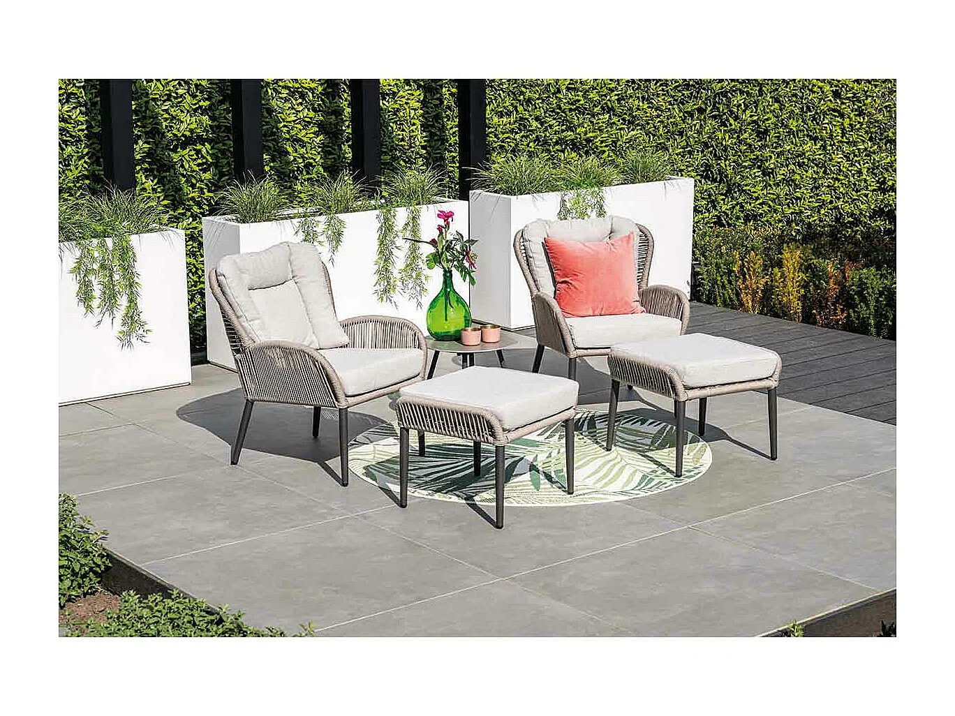Garden Impressions Bentong loungestoel incl voetenbank - taupe