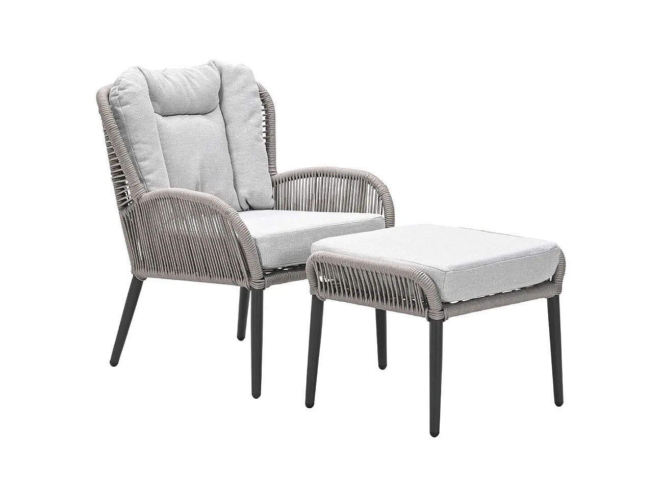 Chaise longue Garden Impressions Bentong taupe avec repose-pieds