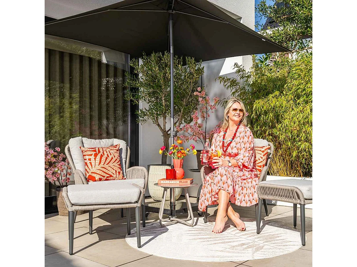 Garden Impressions Bentong loungestoel incl voetenbank - taupe