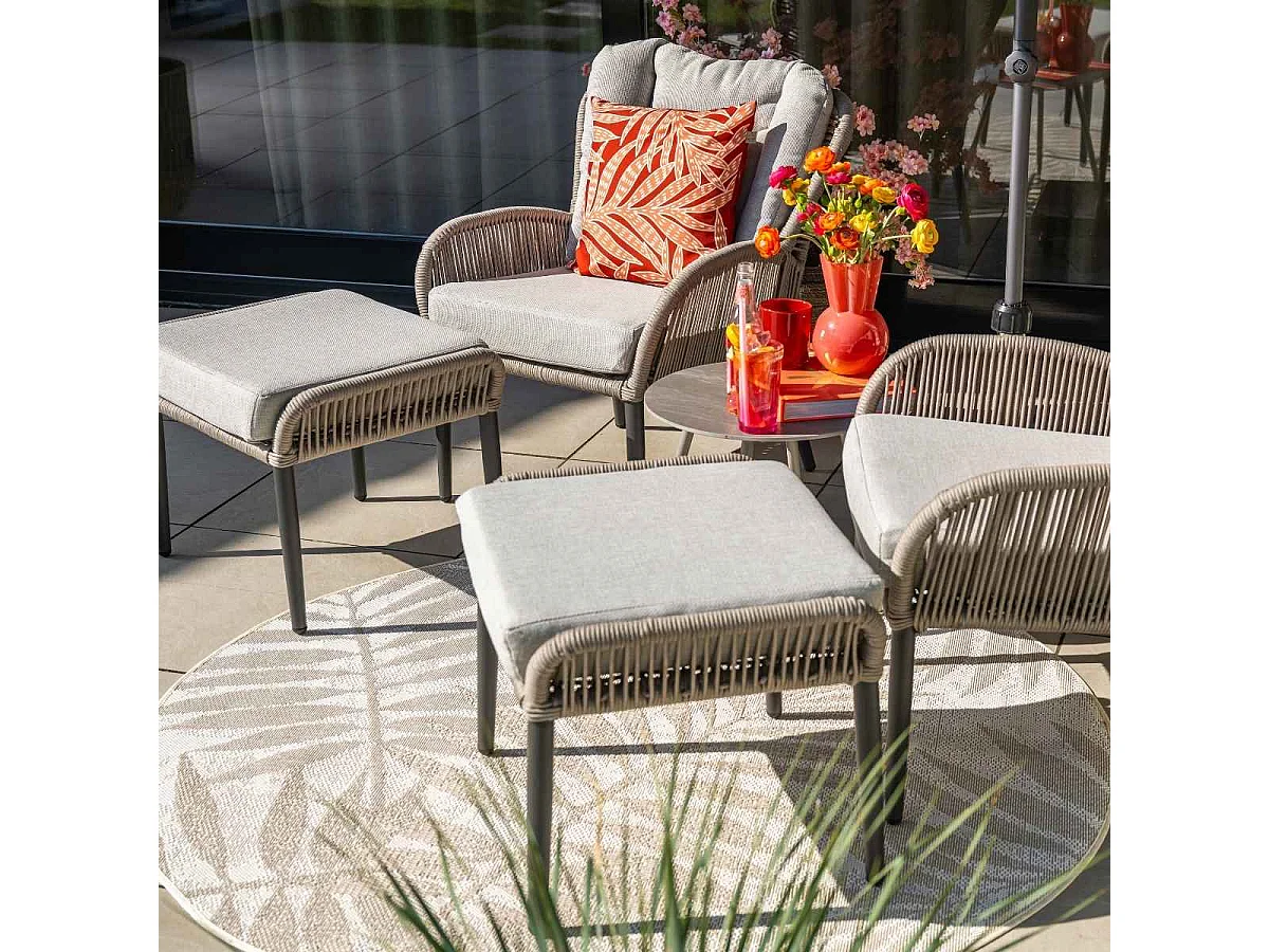 Garden Impressions Bentong loungestoel incl voetenbank - taupe