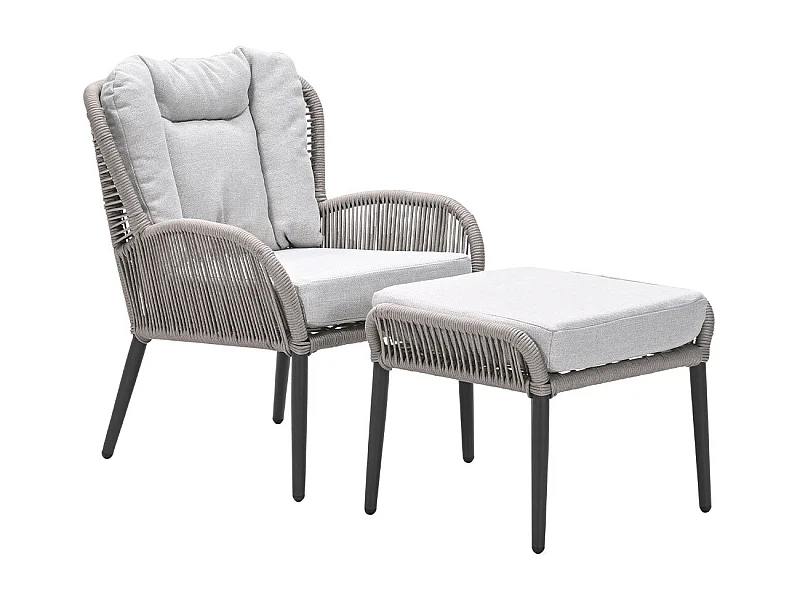 Garden Impressions Bentong loungestoel incl voetenbank - taupe