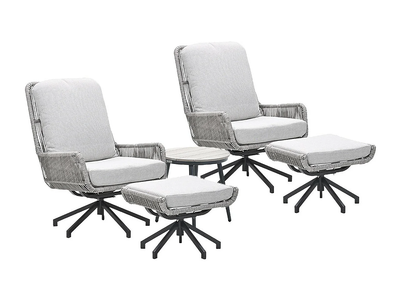 Fauteuils lounge Garden Impressions Bosh pivotants - Table d'appoint Lucas Ø50x48 cm