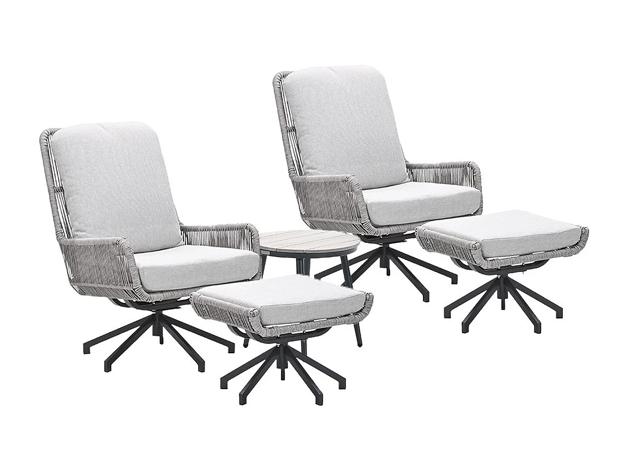 Fauteuils lounge Garden Impressions Bosh pivotants - Table d'appoint Lucas Ø50x48 cm