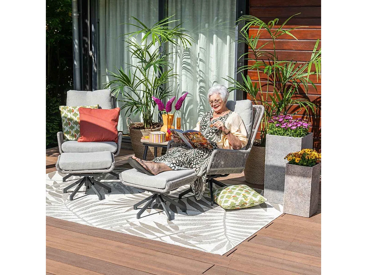 Fauteuils lounge Garden Impressions Bosh pivotants - Table d'appoint Lucas Ø50x48 cm