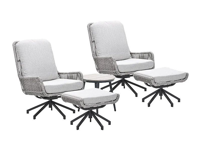 Garden Impressions Bosh draaibare loungestoelen - Lucas bijzettafel Ø50x48 cm