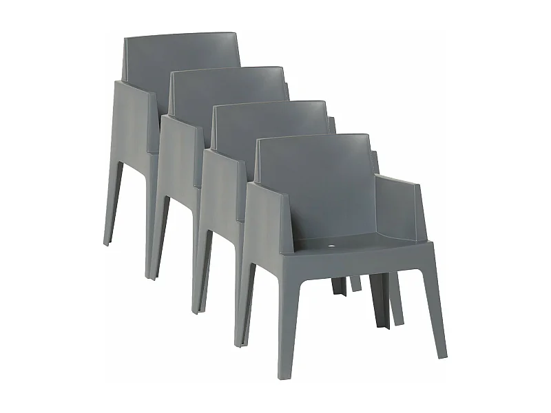 Garden Impressions Box tuinstoel antraciet the original - 4 stuks