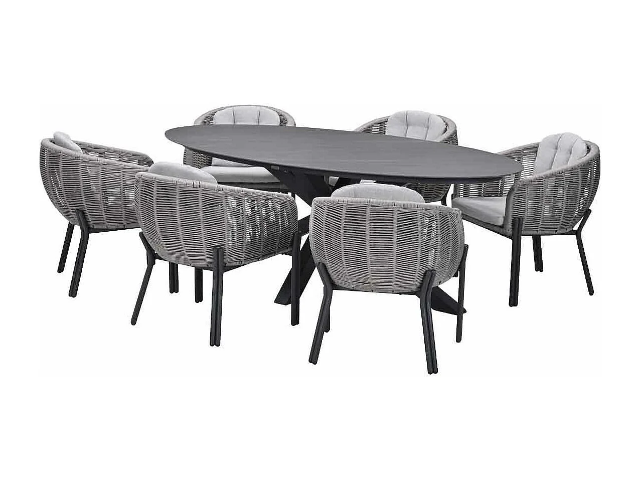 Ensemble de jardin Garden Impressions Padula - Scot - Gris Napoli - 230x115 - 7 pièces