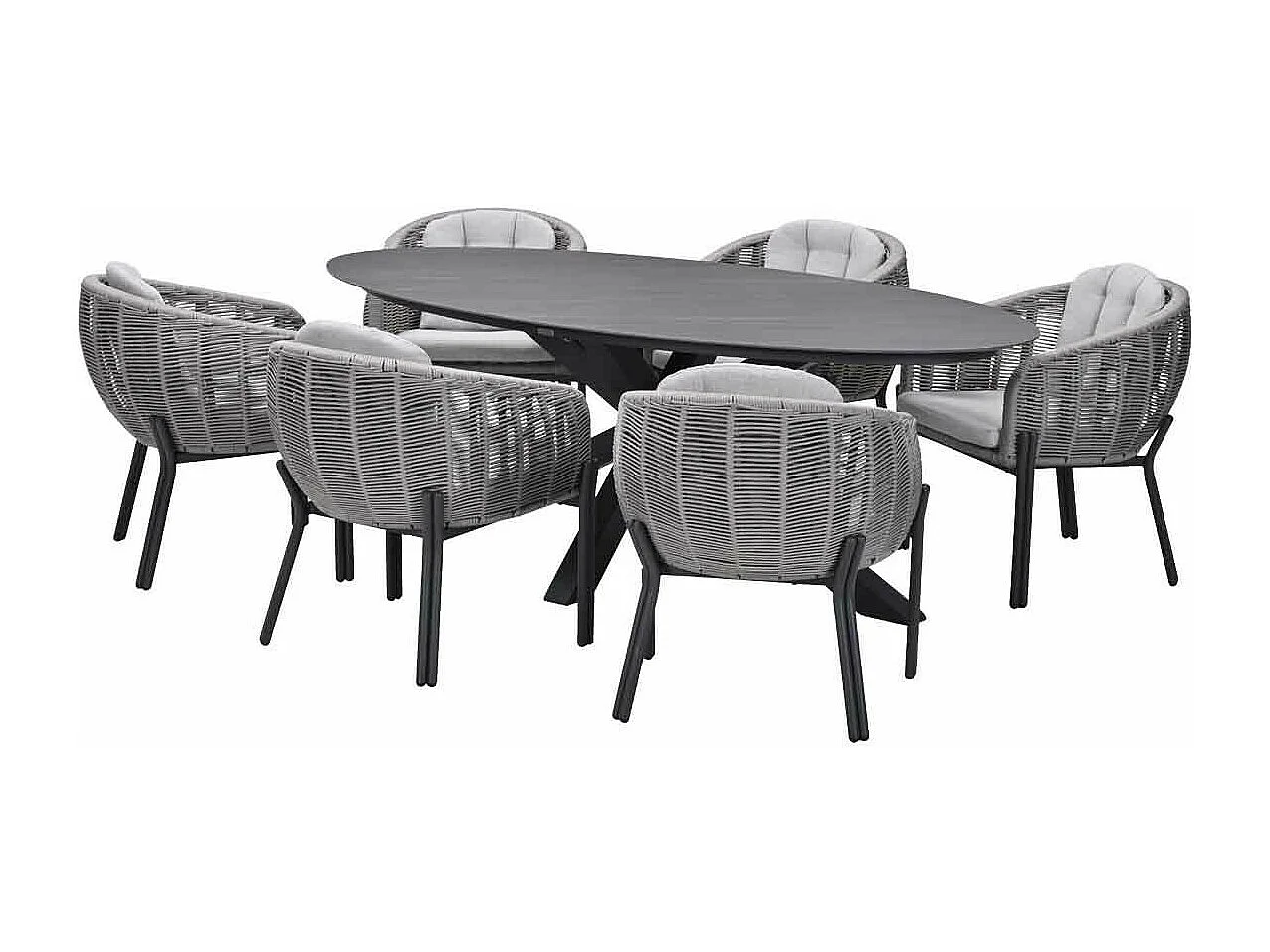 Ensemble de jardin Garden Impressions Padula - Scot - Gris Napoli - 230x115 - 7 pièces