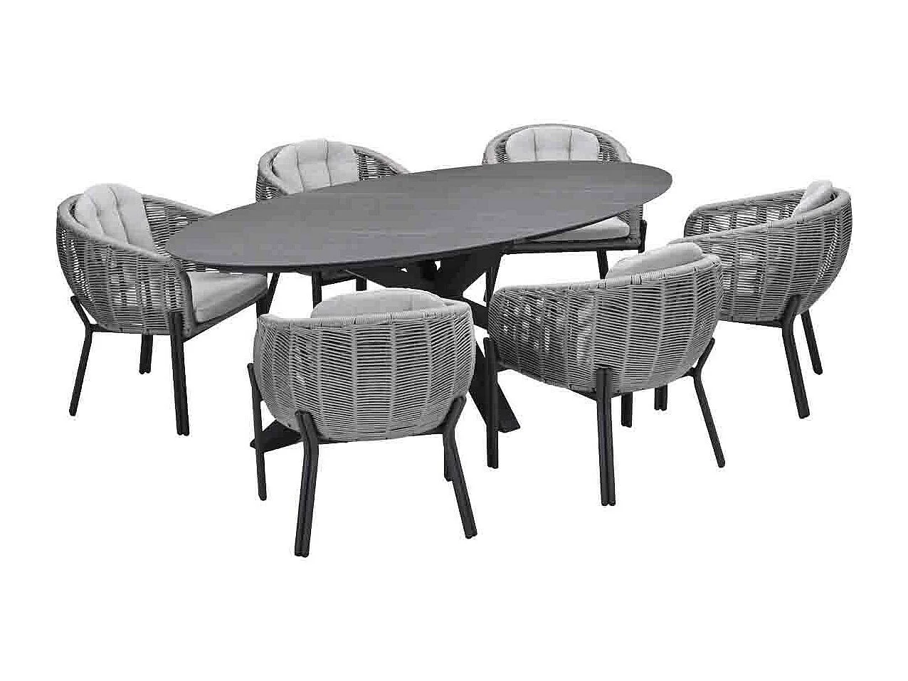 Garden Impressions Padula tuinset 7-delig - Scot tuintafel Napoli grey 230x115 cm