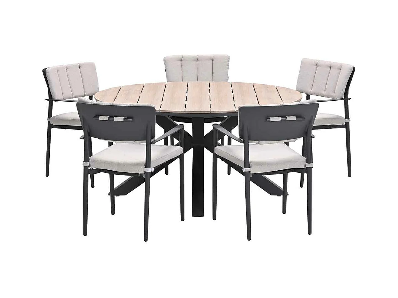 Ensemble de jardin Garden Impressions Dane - Tulli - gris foncé - Ø148x75 cm - 6 pièces