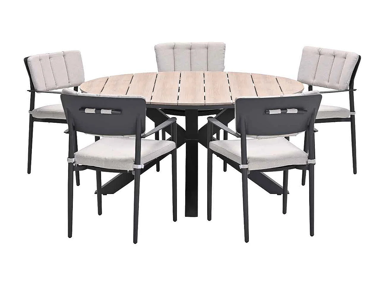 Ensemble de jardin Garden Impressions Dane - Tulli - gris foncé - Ø148x75 cm - 6 pièces