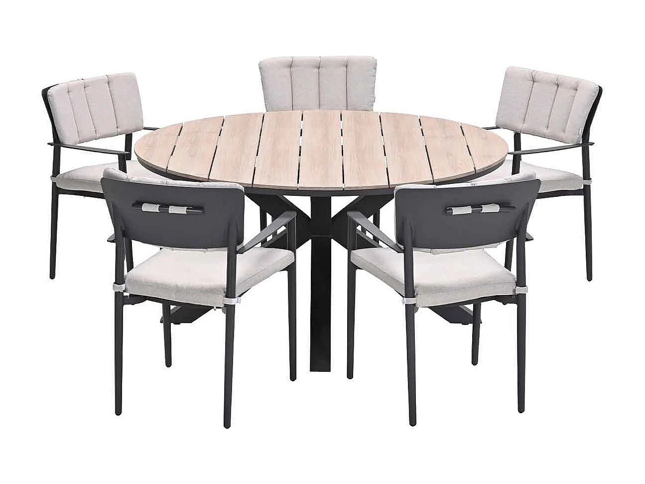 Ensemble de jardin Garden Impressions Dane - Tulli - gris foncé - Ø148x75 cm - 6 pièces