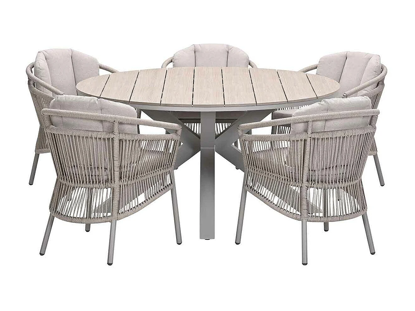 Garden Impressions Sorong tuinset 6-delig - Tulli tuintafel Ø148x75 cm - light teak vironwood