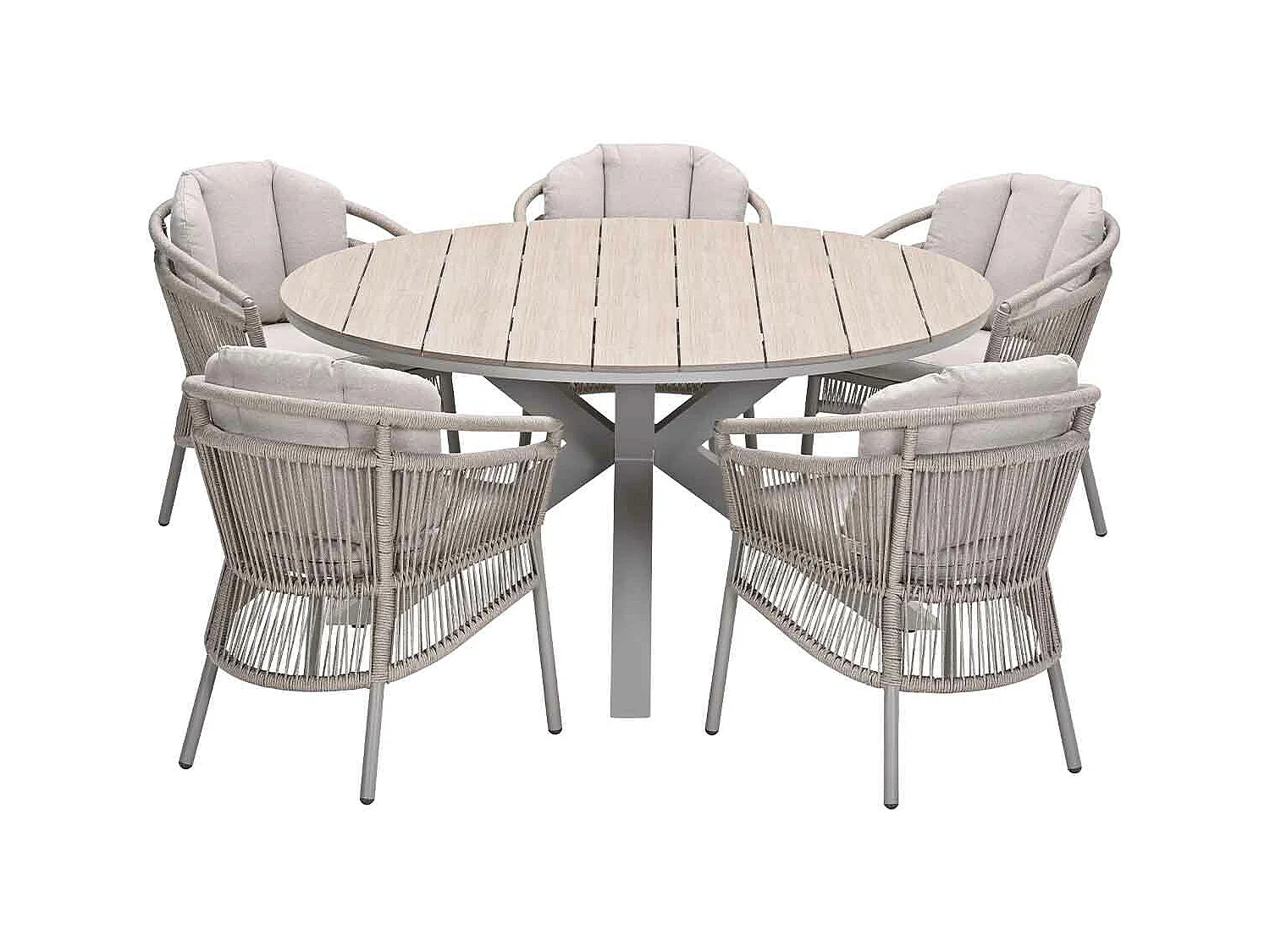 Garden Impressions Sorong tuinset 6-delig - Tulli tuintafel Ø148x75 cm - light teak vironwood