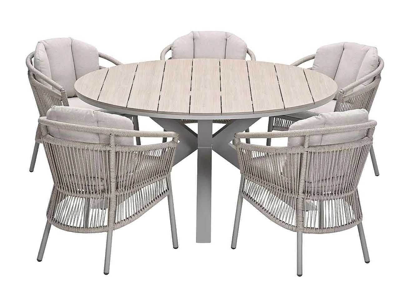 Garden Impressions Sorong tuinset 6-delig - Tulli tuintafel Ø148x75 cm - light teak vironwood