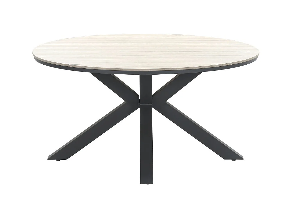 Garden Impressions Yima tuinset 6-delig licht grijs - Tulli tuintafel bruin Ø148 cm