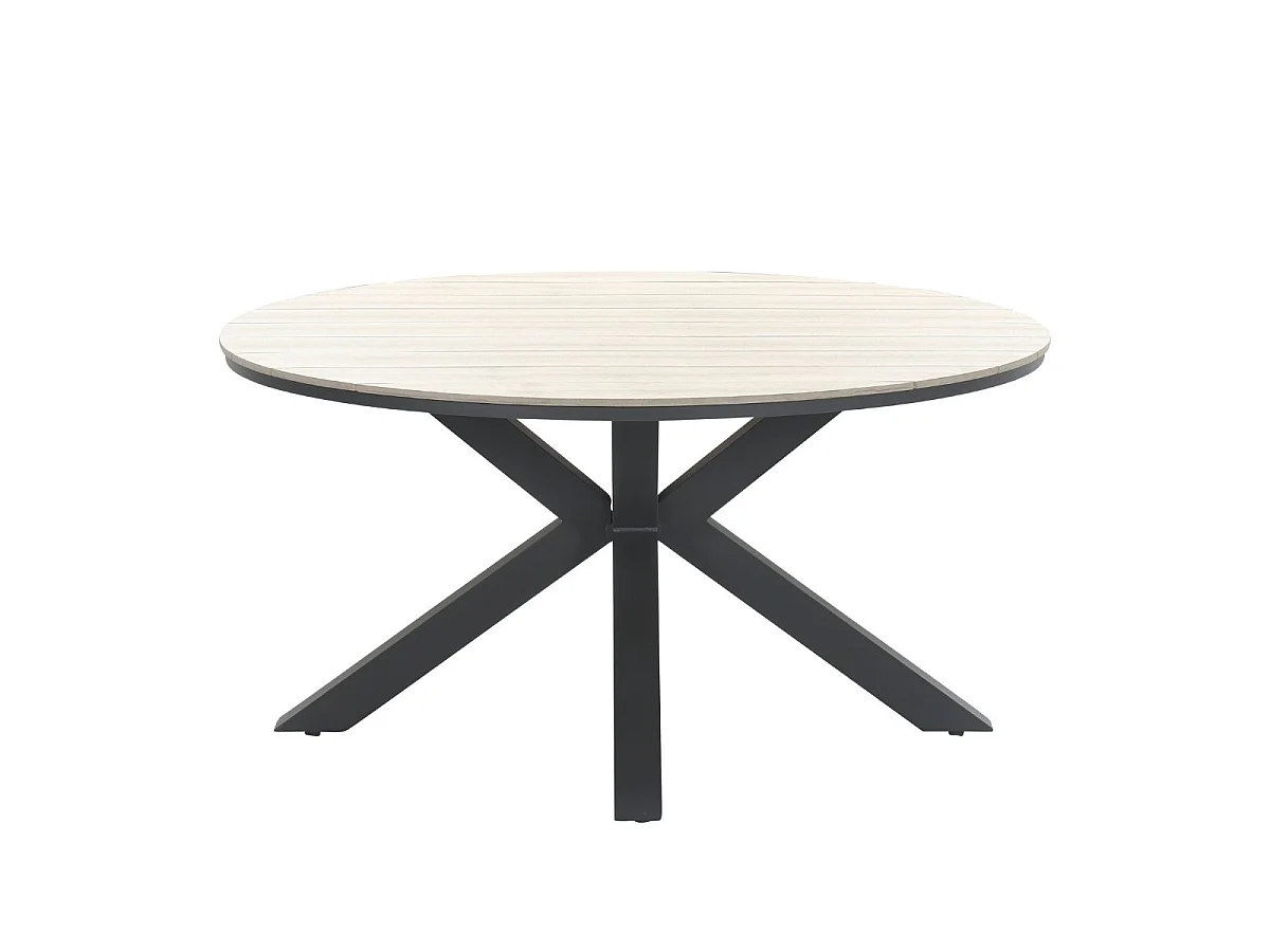 Garden Impressions Yima tuinset 6-delig licht grijs - Tulli tuintafel bruin Ø148 cm