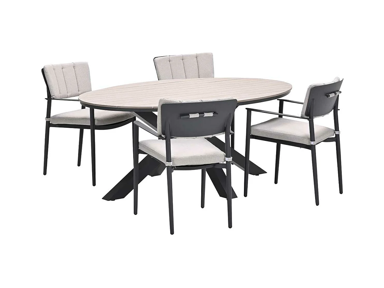 Ensemble de jardin Garden Impressions Dane - Tulli - gris foncé - 180x115 cm - 5 pièces