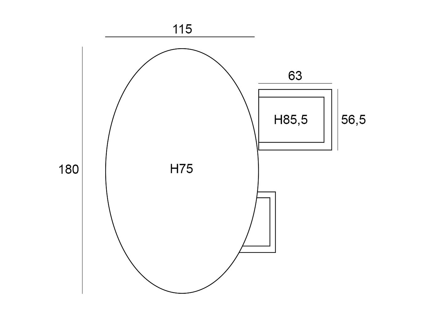 Ensemble de jardin Garden Impressions Dane - Tulli - gris foncé - 180x115 cm - 5 pièces
